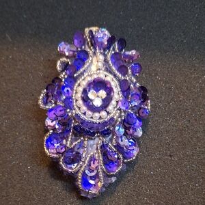 Purple Sequin Statement Barrette Women's Jewelry